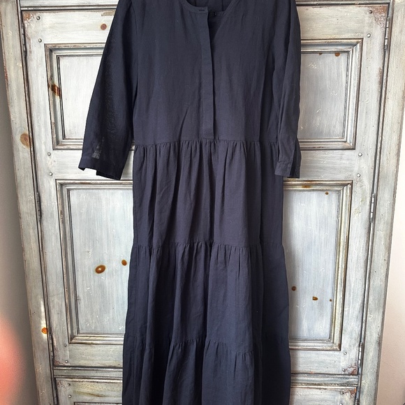 Jenni Kayne James Maxi Tiered Dress sz XS Cotton Linen Blend Navy - Picture 5 of 12
